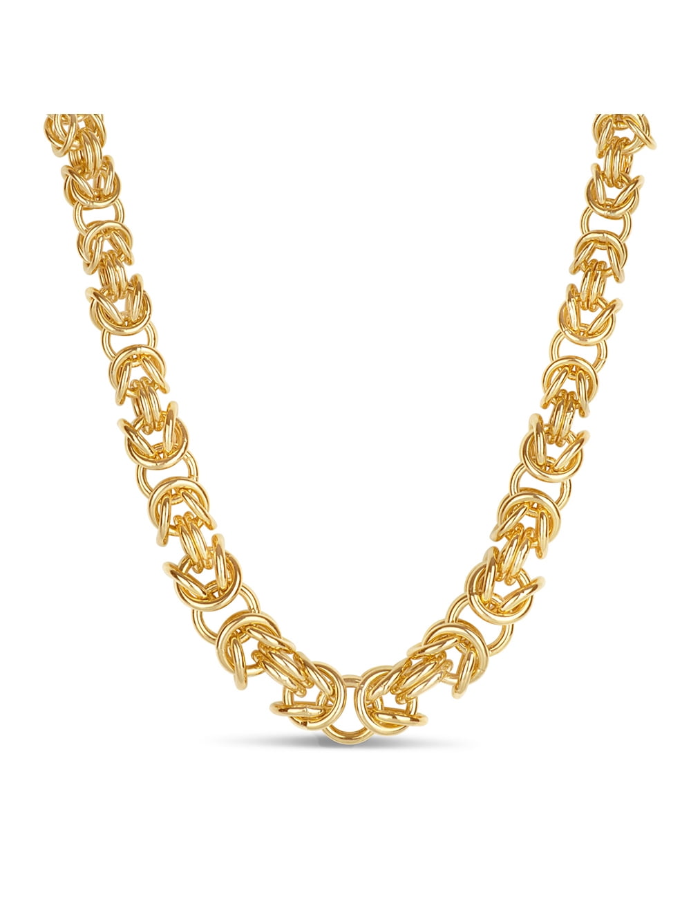 18kt Gold over Sterling Silver 7mm Byzantine Square Link Necklace, 18