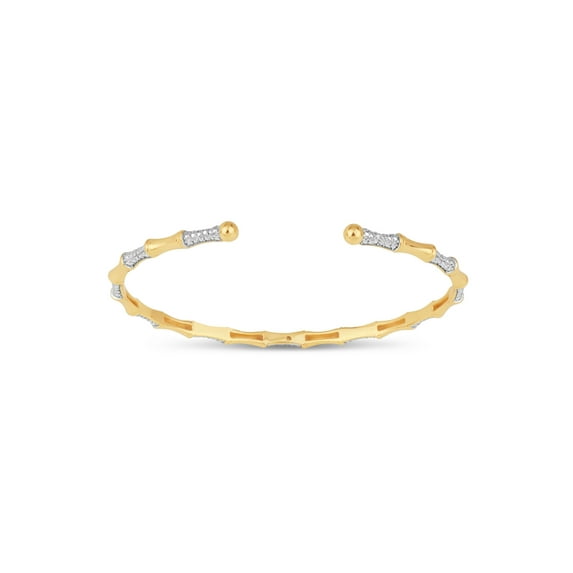 18kt Gold over Sterling Silver Bamboo Cuff Bangle
