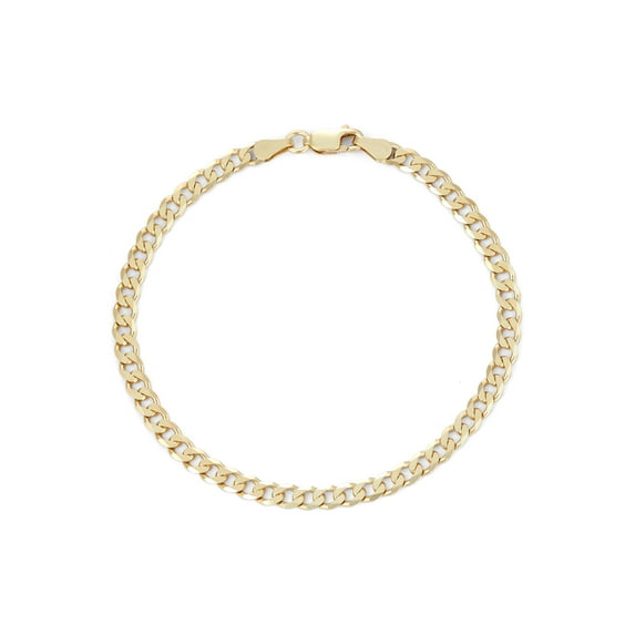 18kt Gold over Sterling Silver Flat 4mm Curb Bracelet, 7.5"