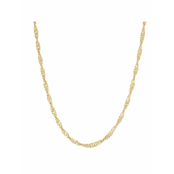 18kt Gold over Sterling Silver Singapore Chain Necklace, 18"