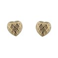 thumbnail image 1 of 18kt Solid Yellow Gold Checker Design Heart Covered Screwback Earrings, 1 of 3