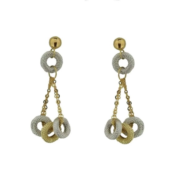 18kt Solid Yellow and White Gold Multi Donuts Dangle Earrings