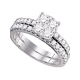 thumbnail image 1 of 18kt White Gold Womens Round Diamond Bridal Wedding Engagement Ring Band Set 1-3/8 Cttw, 1 of 1