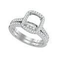 thumbnail image 1 of 18kt White Gold Womens Round Diamond Halo Bridal Wedding Engagement Ring Band Set 1/2 Cttw, 1 of 1