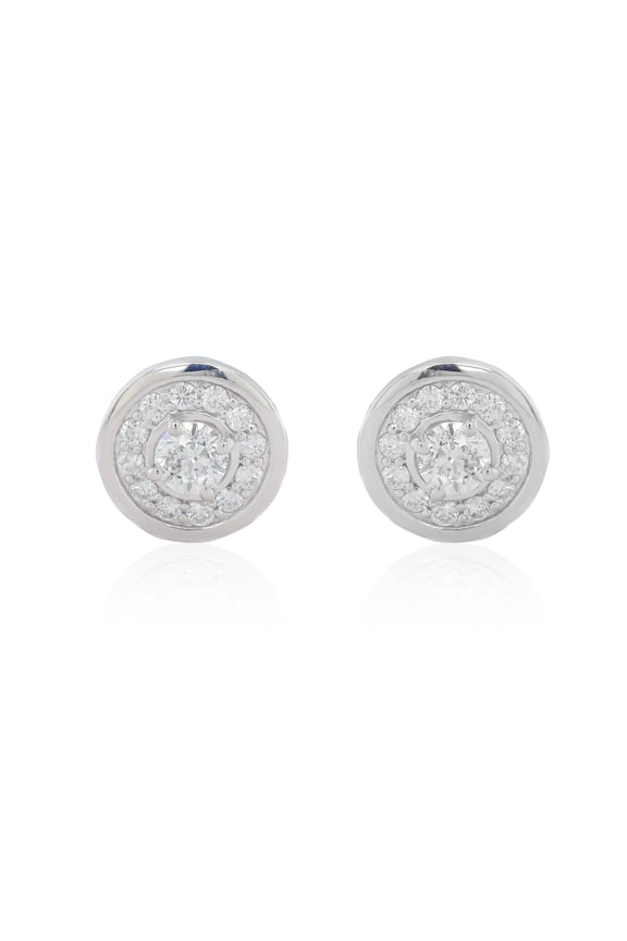 18Kt White Gold 0.60 Cts Diamond Center And 0.20 Cts Diamond Halo Stud Earrings (Fg Si)