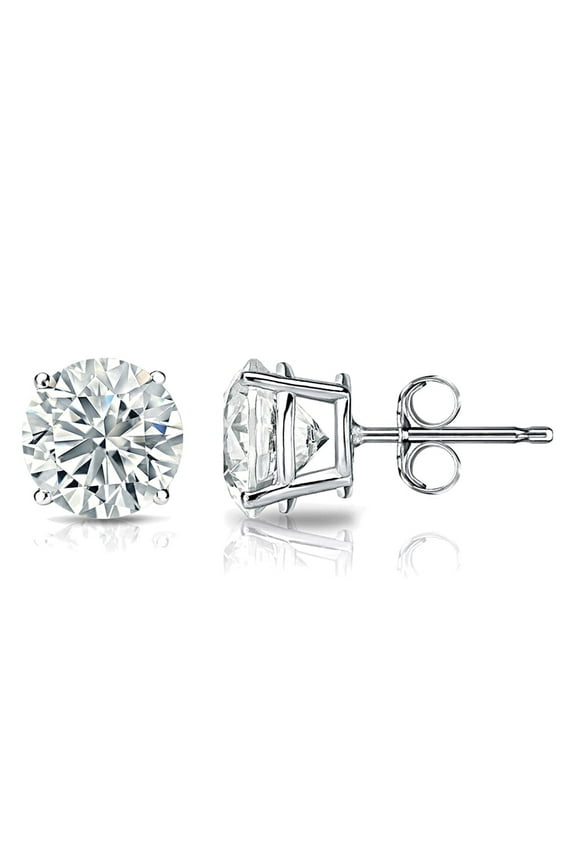 18Kt White Gold 4 Prong Stud Earrings Containing 3.05 Cts Of Round Diamonds (Gh, Si)