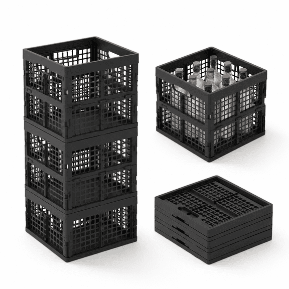 18l Stackable Plastic Milk Crate Collapsible Cube 3-pack