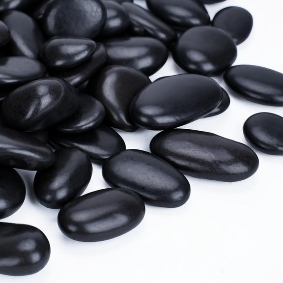 18lbs Decorative Stones, Black Pebbles for Landscaping, Plant Rocks for Pots Outdoor and Indoor, 1"-2" Polished River Rocks for Vase Filler, Garden Decor