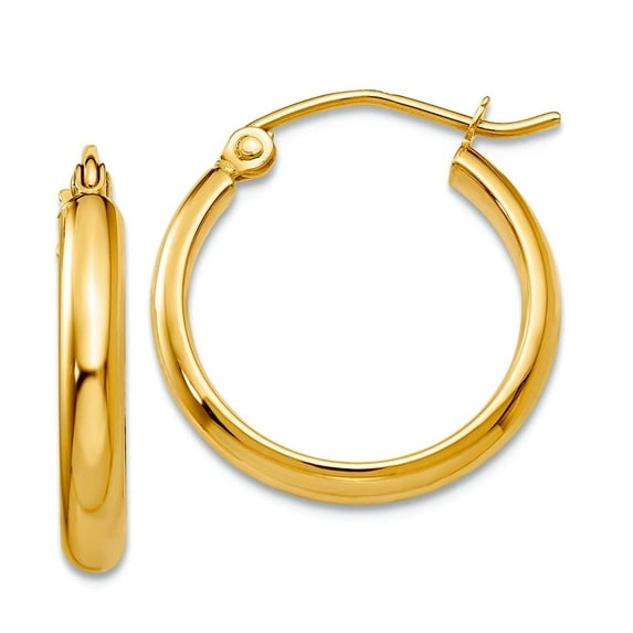 10k Solid Yellow Gold Polished Hoop Earrings 18x18mm Wide 2.75mm Thick Hoop Earring for Women
