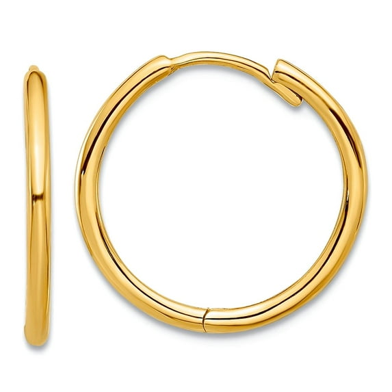 14k Solid Yellow Gold Polished Hinged Hoop Earrings 15.7x18mm Wide 1.5mm Thick Hoop Earring for Women