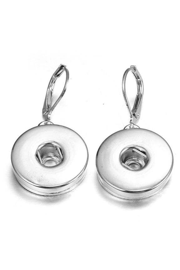 Snap Jewelry Simple Earrings, Silver, Fits 18MM 20MM Ginger Charm Buttons