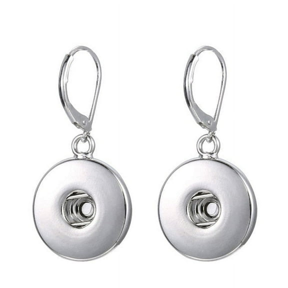 Snap Jewelry Simple Earrings, Silver, Fits 18MM 20MM Ginger Charm Buttons