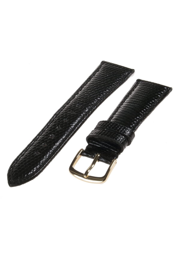 18mm Black Genuine Java Lizard Men's Long Watch Strap