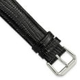 thumbnail image 1 of 18mm Black Snake Grain Leather Silver-tone Buckle Watch Band, 1 of 3