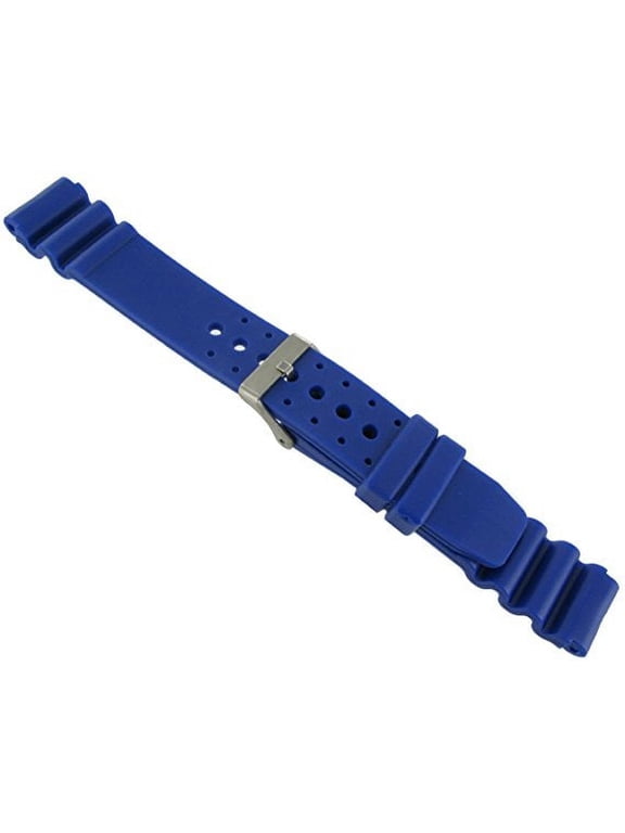 18mm Blue Rubber Pro Sport Watch Band Fits Seiko Diver