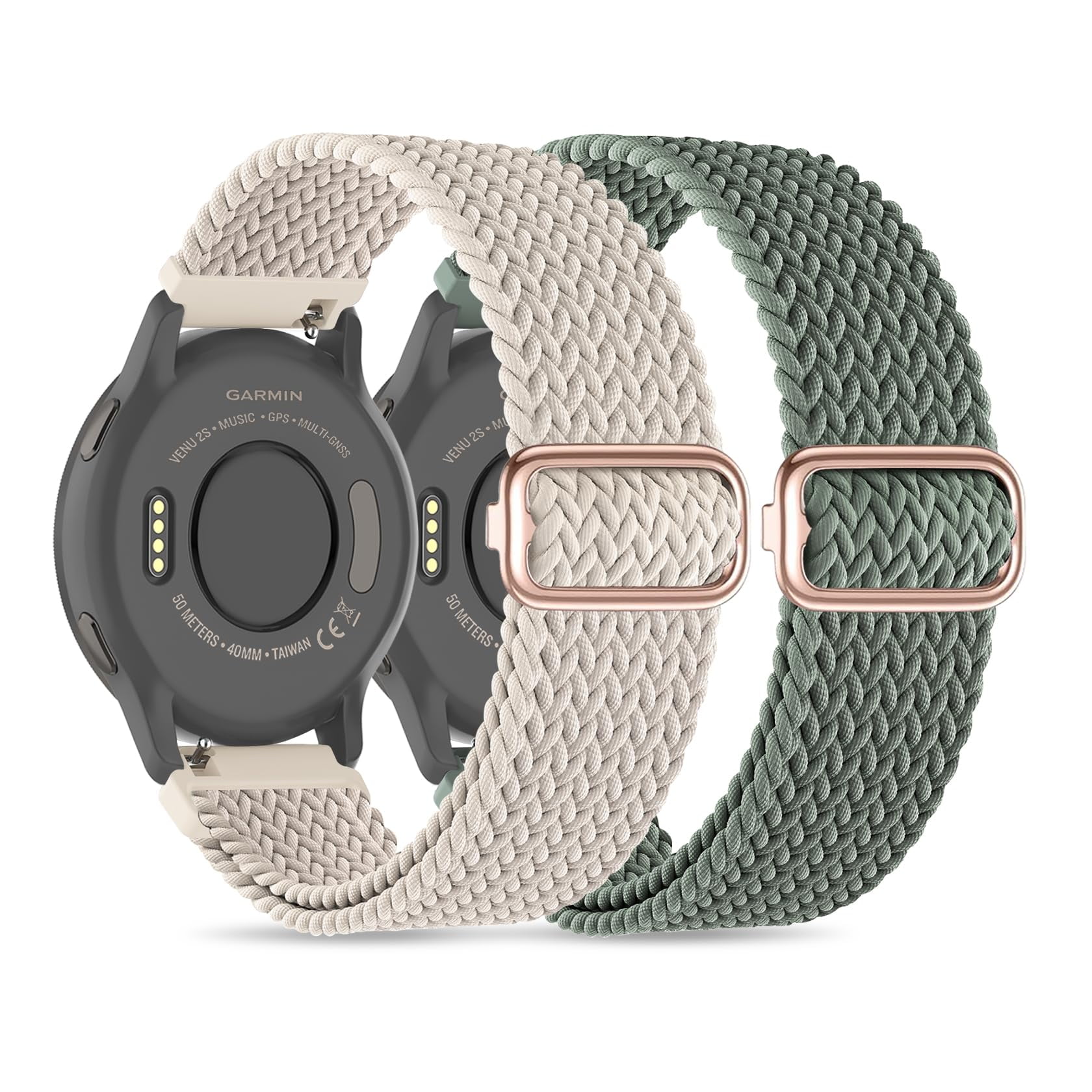 18mm Braided Stretchy Nylon Watch Bands Compatible with Garmin Venu 2S