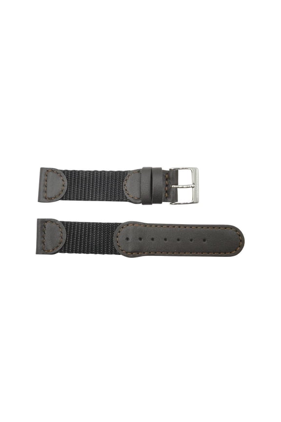 18mm Brown Genuine Leather & Nylon Swiss Army Style Watch Strap