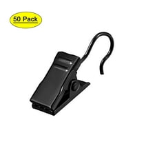 18mm Clip Length Curtain Clips with Hooks Metal Black 50 Pack