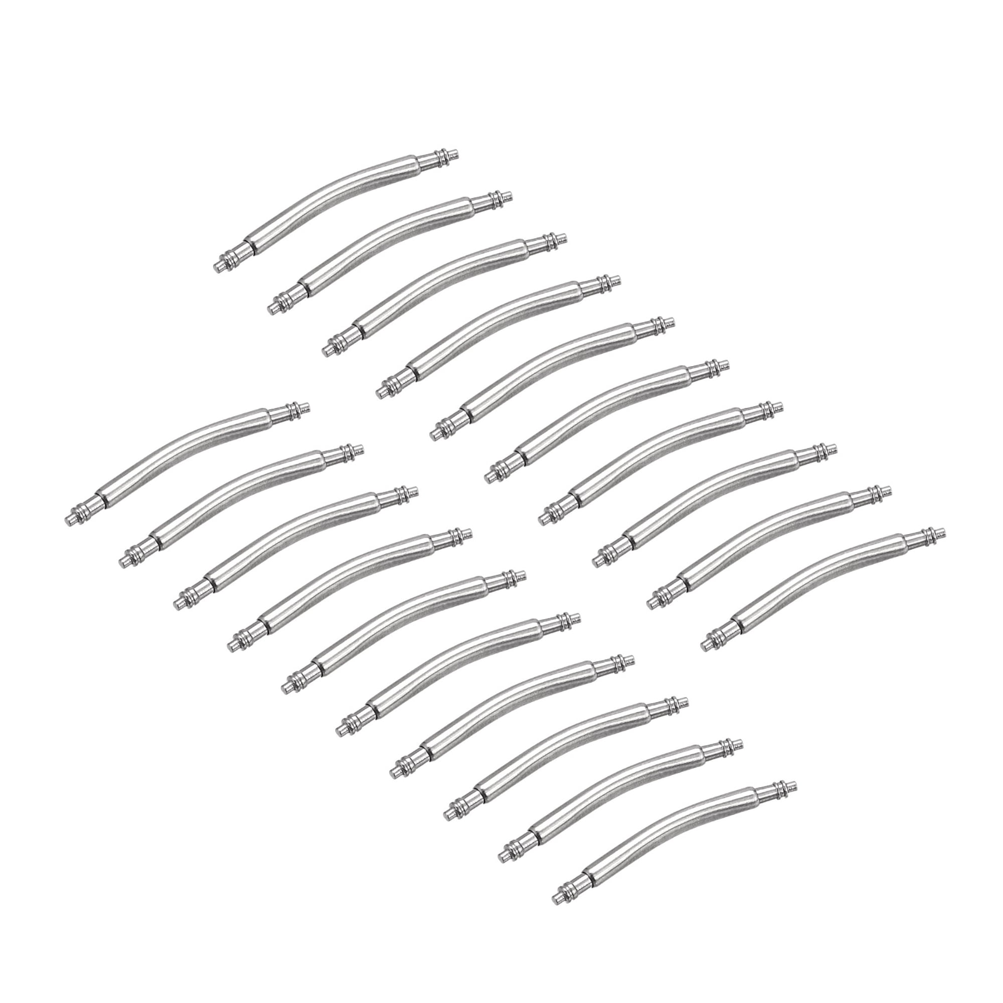 18mm Curved Spring Bar Pins 1.8mm Dia Stainless Steel Double Flanged End Watch Band Link Pin 20