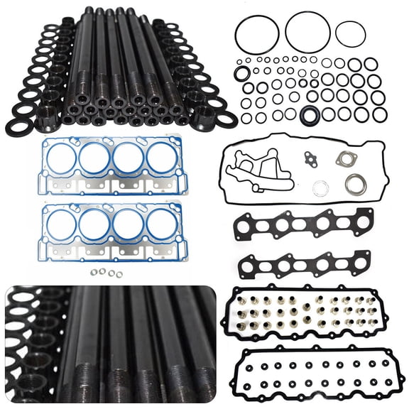 18mm Cylinder Head Stud & Head Gasket Kit Fit Ford 6.0L Powerstroke 2003-07