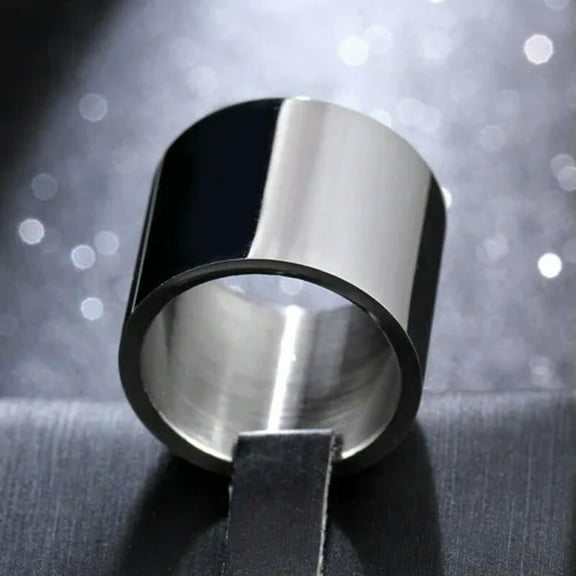 18mm Extra Wide Ring Polished Male's Band Stainless Steel Silver Ring Size 7-13