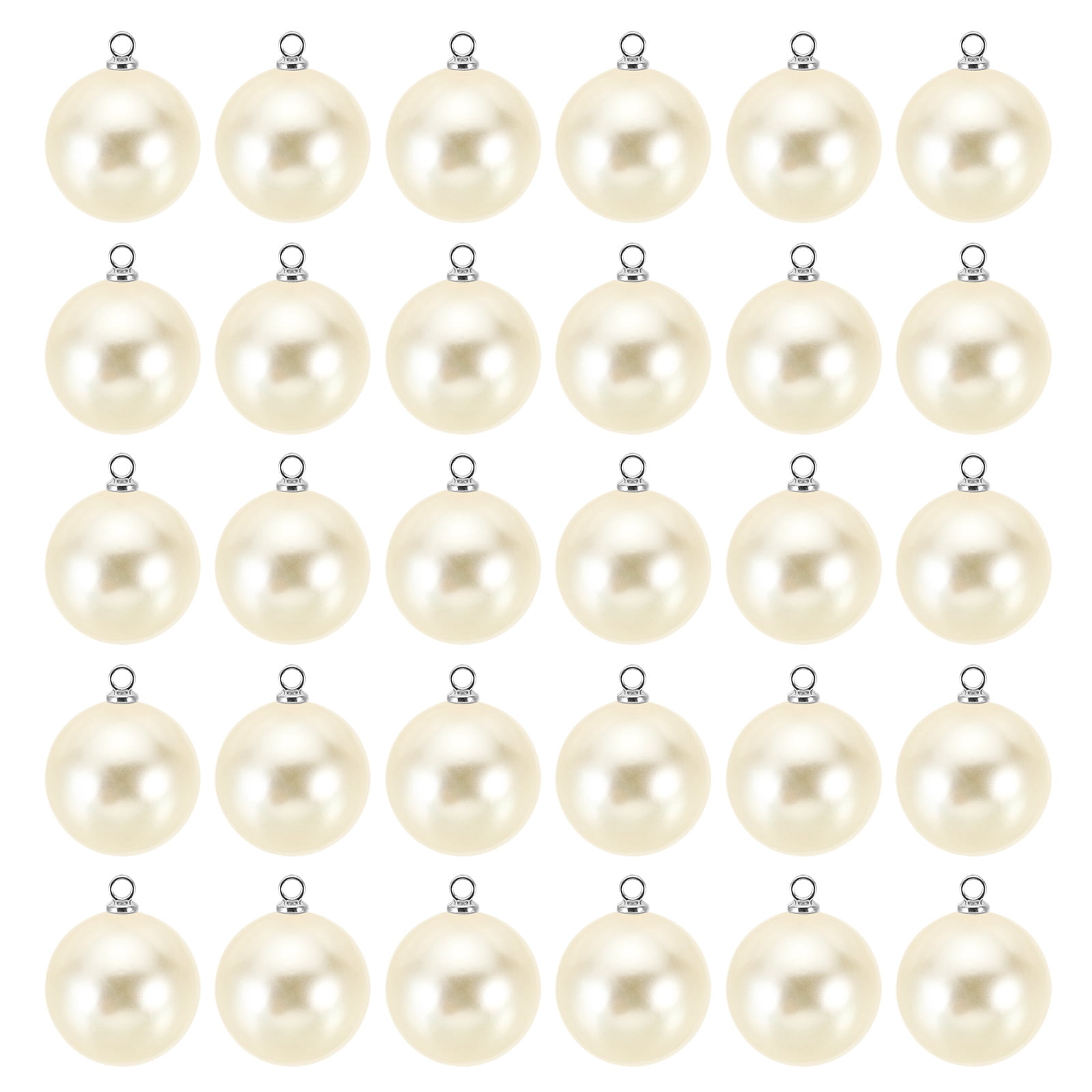 18mm Faux Pearl Charm Pendants Drops, 100pcs Pearl Beads for Jewelry Making Bracelets Earrings Necklace, Silvery Beige