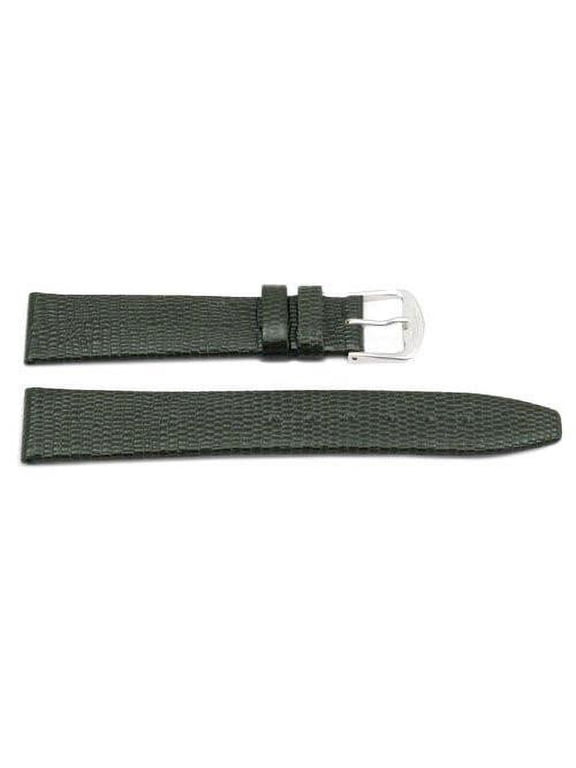 18mm Genuine Leather Lizard Grain Dark Gray Watch Strap