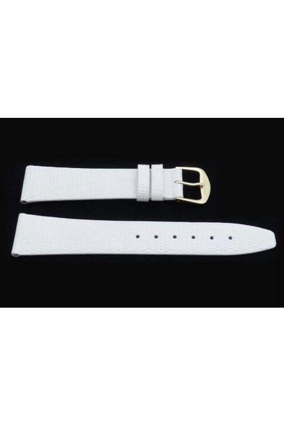 18mm Genuine Leather Lizard Grain White Watch Strap