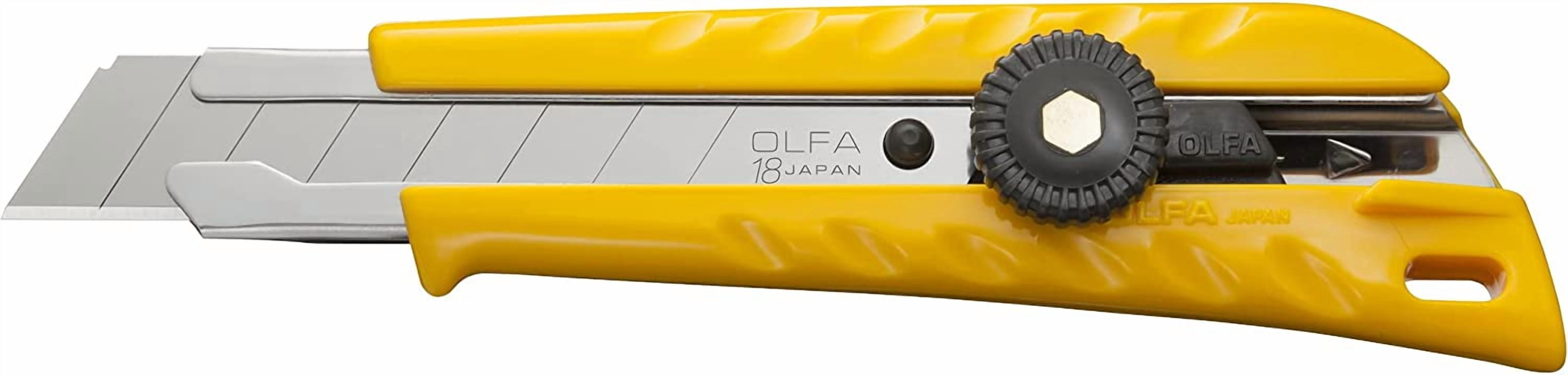 18mm Heavy-Duty Utility Knife (L-1) - Multi-Purpose Custom Cutting Depth Utility Knife w/Ergonomic Grip Handle & Snap-Off Blade, Replacement Blades: Any 18mm Blade