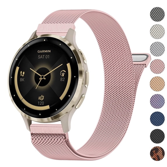 18mm Metal Magnetic Bands for Garmin Venu 3S / Venu 4 41mm / Venu 2S / Vivoactive 4S / Vivomove 3S / Forerunner 265s/255s Watch Bands, Stainless Steel Metal Replacement Wristband Strap for Women Men