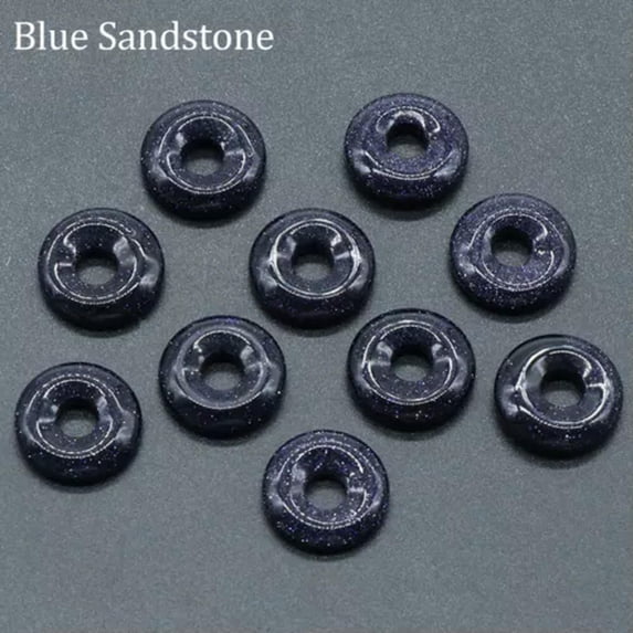 18mm Natural Stone Doughnut Pendant Crystal Carved Amulet DIY Earrings Necklaces