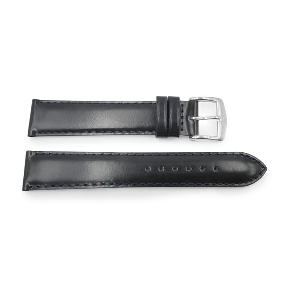 18mm Navy Blue Genuine Leather Shiny Dress Elegant Watch Band