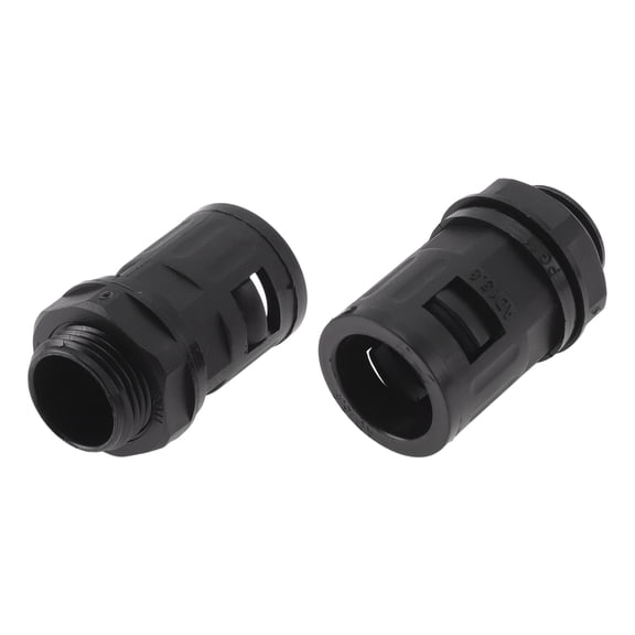 18mm / PG11 Cable Glands 15.8mm / 0.62" Bellows Quick Connector Straight PA6 Nylon Black 2 Pcs