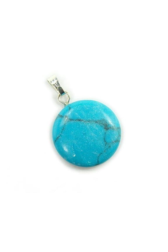 18mm Pack Of 5 Turquoise Howlite Round Coin Pendants ForJewelry Making