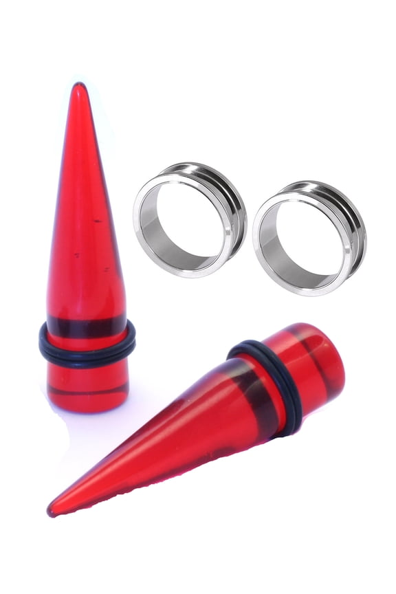 18mm Red UV Tapers Steel Screw Tunnels Gauges Ear Stretching Kit plugs 3/4 inch