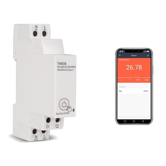 18mm Single Phase Digital Timer Switch Remote WiFi Smart Light Control Switch Programmer With Energy Monitoring 16A ,Overload Protection