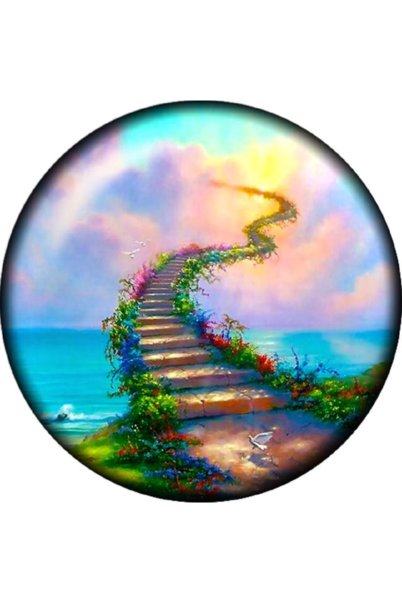 18mm Snap Charms Buttons Interchangeable Jewelry Ginger CZ Stairway to Heaven