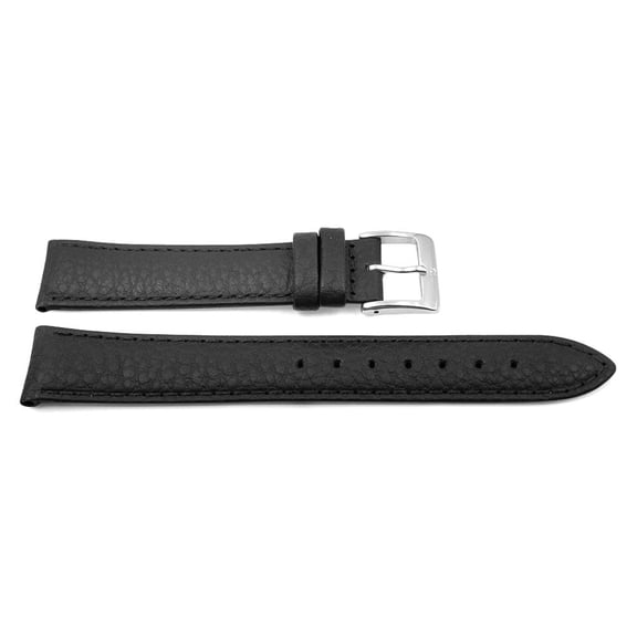 18mm Soft Textured Black Leather Long Watch Strap