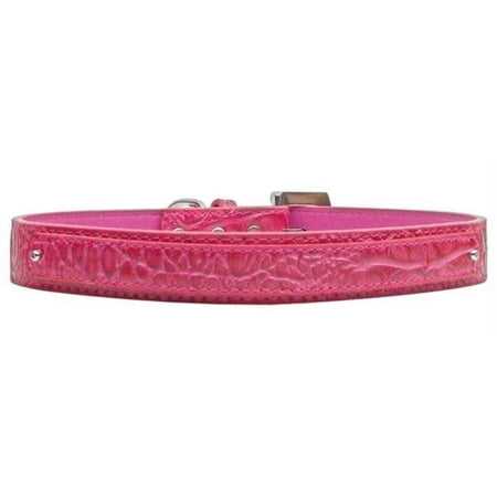 18mm Two Tier Faux Croc Collar Pink Medium