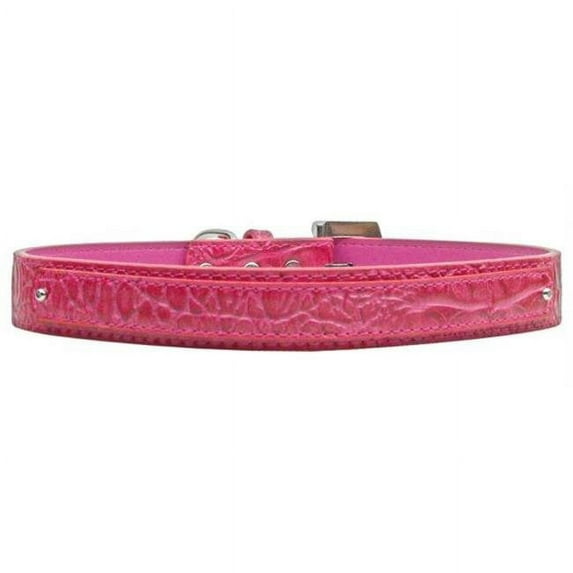 18mm Two Tier Faux Croc Collar Pink Medium
