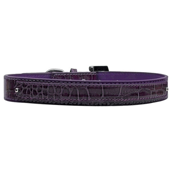 18mm Two Tier Faux Croc Collar Purple Medium