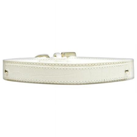18mm Two Tier Faux Croc Collar White Medium