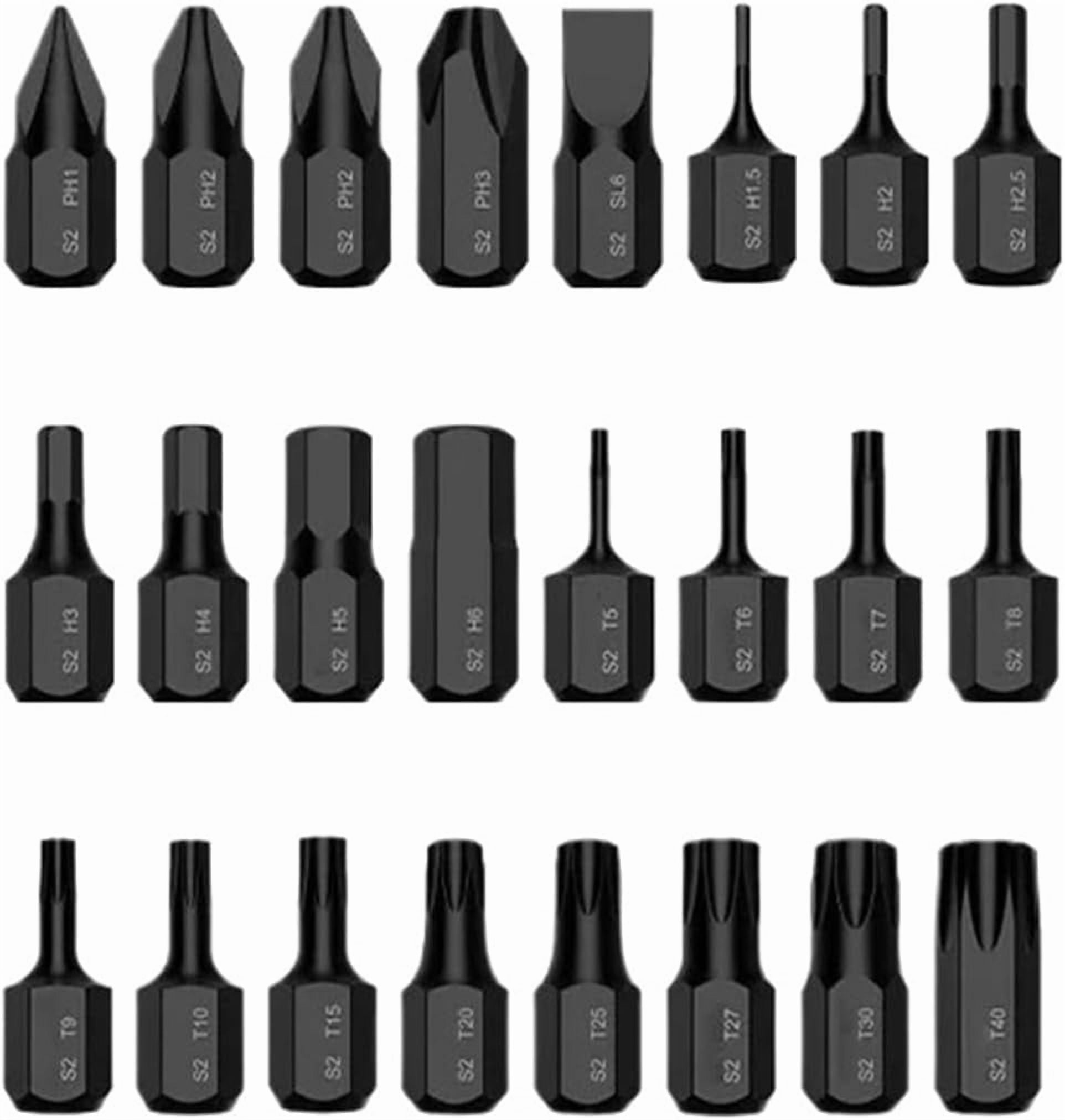 18mm Ultra Short 1/4' Hex Screwdriver Bit Set Cross Slotted Torx