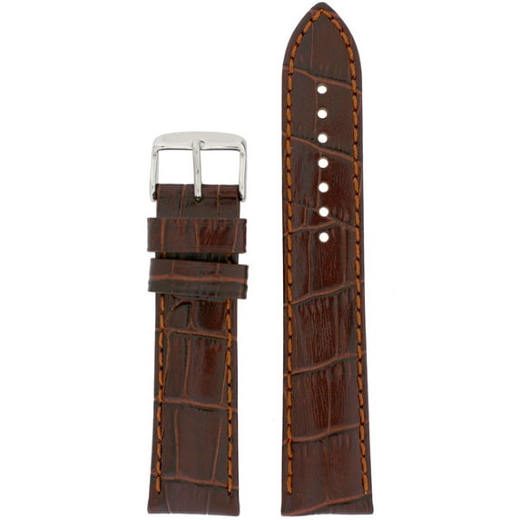 18mm Watch Band Dark Brown Genuine Leather Crocodile Grain