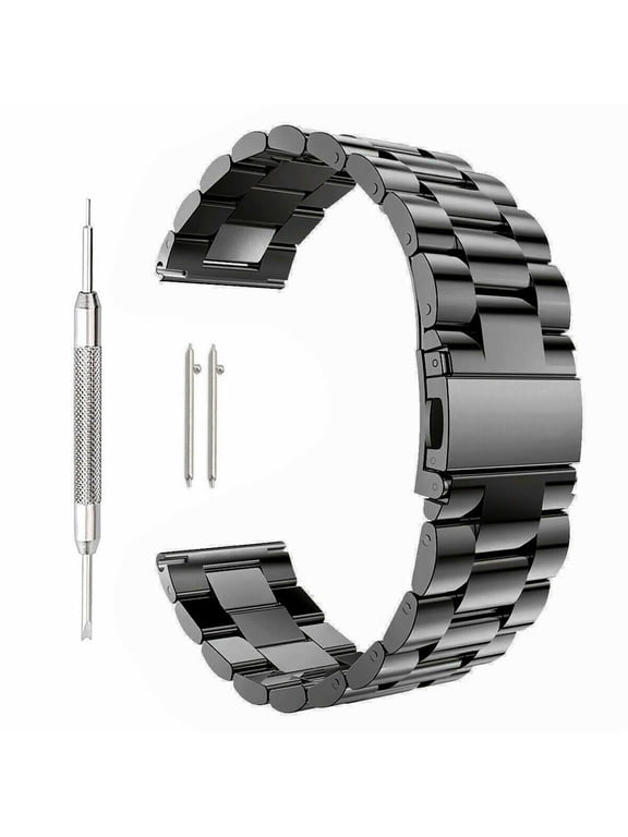 18mm Watch Band,GoldCherry Quick Release Premium Solid Stainless Steel Metal Business Replacement Bracelet Strap for Men's Women's Watch(Black)