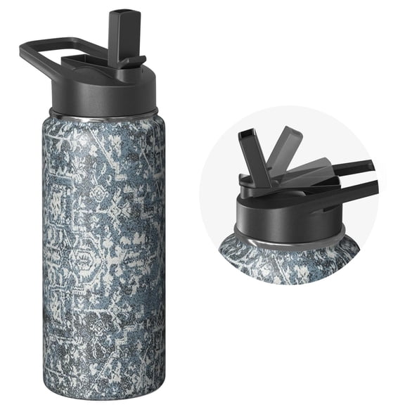 18oz 3 Layer Insulated Bohemian Boho Themed Water Bottle, Stainless Steel Lid, Reusable Flask Locks Cold 24H, Eco Friendly Steel for Hiking & Rock Climbing