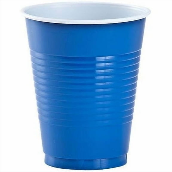 18oz Blue Plastic Cup - Disposable Plastic Party Cups - Eco-friendly Cold Drinking Cups for Home, Office, Events, Wedding, Parties (384)
