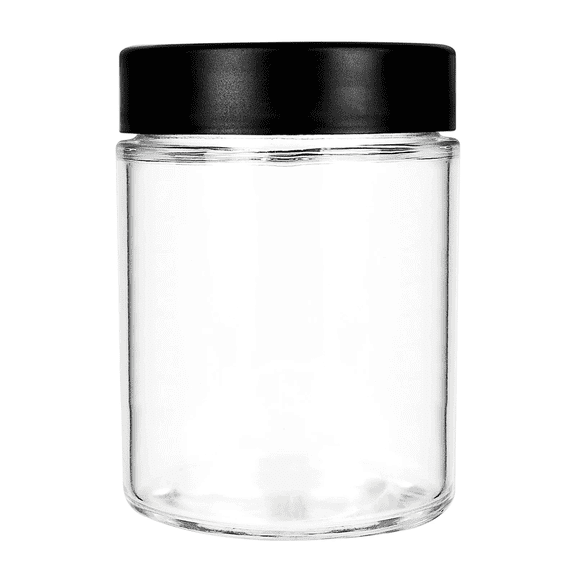 18oz Child Resistant Glass Jars With Black Cap - 28 Grams - 48 Count