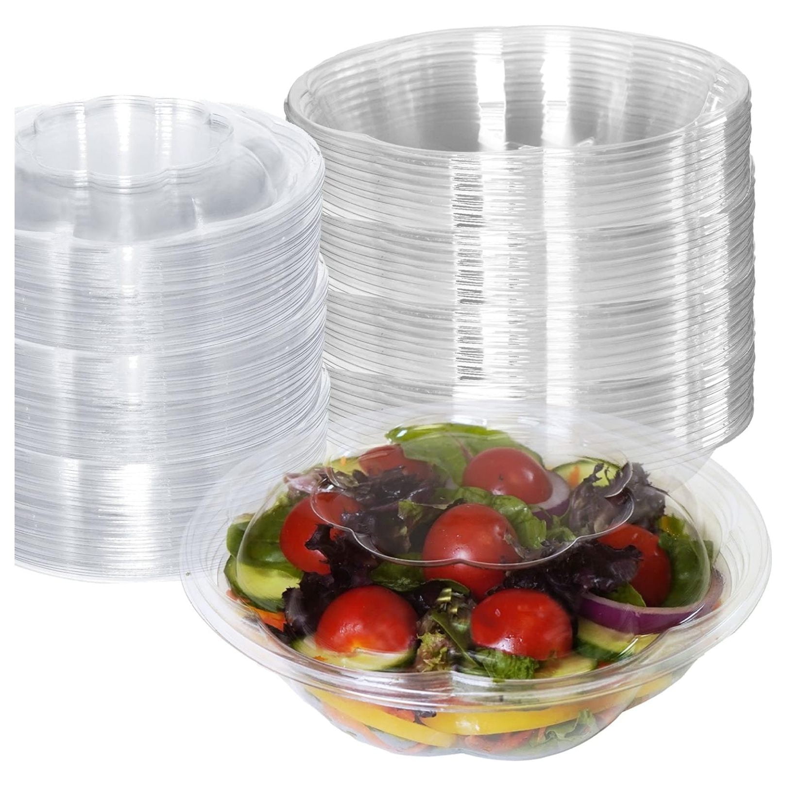 18oz Clear Disposable Salad Bowls with Lids (300 Pack) - Clear Plastic ...