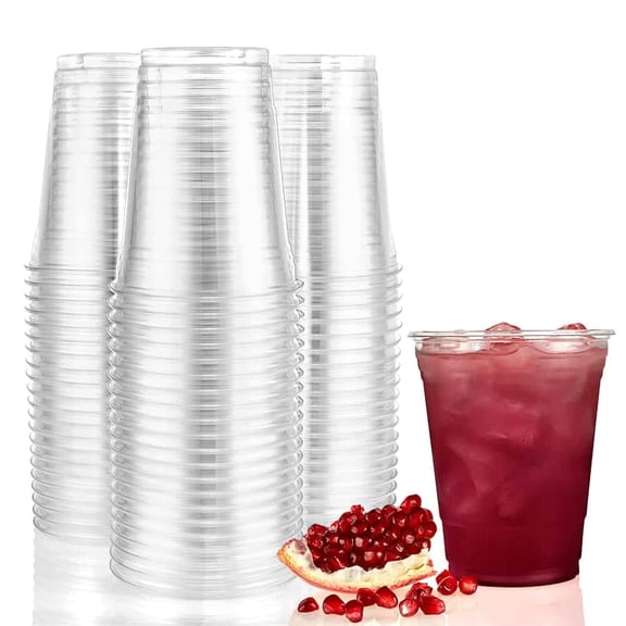 18oz Clear PET Cup - Disposable Transparent Plastic Cups - Eco-friendly Cold Drinking Cups for Home, Office, Events, Wedding, Parties (600)